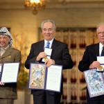 Шимон Перес во время вручения Нобелевской Премии Мира